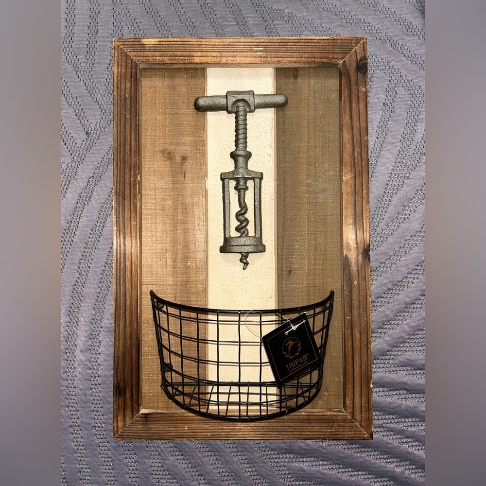 Tripar international inc. Rustic Wall Decor Corkscrew and Basket.